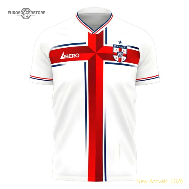 2025-2026 England Home Cross Concept Shirt (Libero) Adult Short Sleeve-Vantage Point Soccer