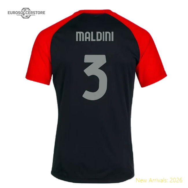 2023-2024 AC Milan Casuals Tee (Black) (Maldini 3)-Vantage Point Soccer