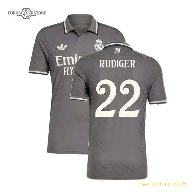 2024-2025 Real Madrid Authentic Third Shirt (Rudiger 22)-Vantage Point Soccer
