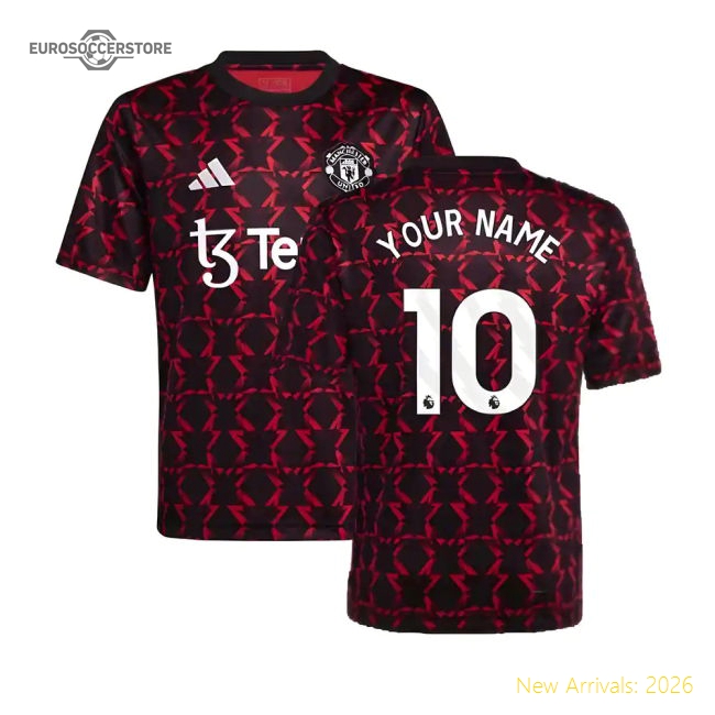 2024-2025 Man Utd Pre-Match Shirt (Black) - Kids (Your Name)-Vantage Point Soccer