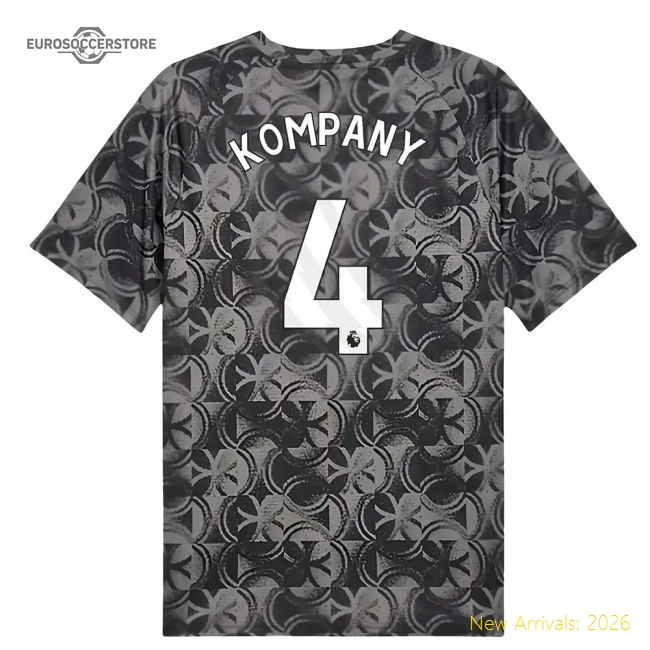 2025-2026 Man City Warm Up Jersey (Black) (Kompany 4)-Vantage Point Soccer
