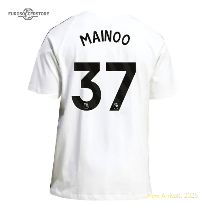 2025-2026 Man Utd Training Tee (White) (Mainoo 37)-Vantage Point Soccer
