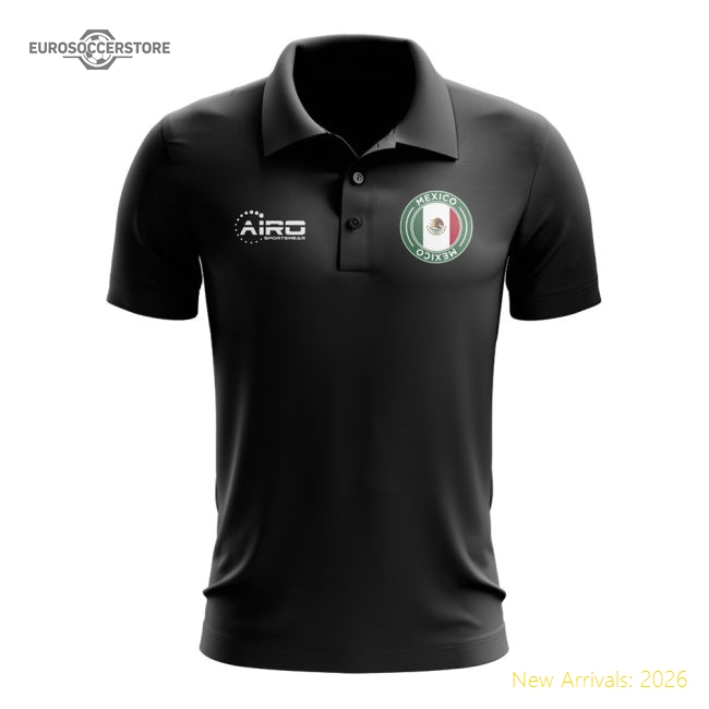 Mexico Football Polo Shirt (Black)-Vantage Point Soccer