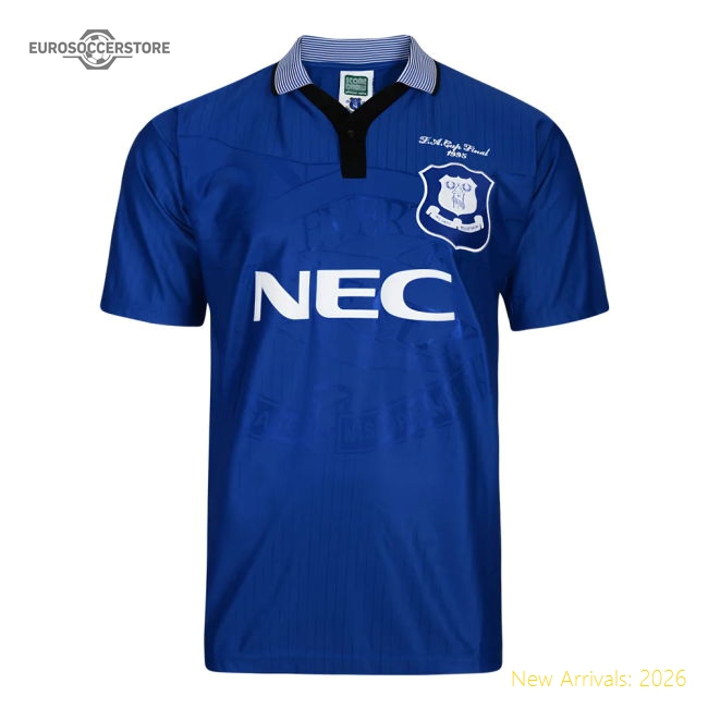 Score Draw Everton 1995 Home FA Cup Retro Football Shirt-Vantage Point Soccer