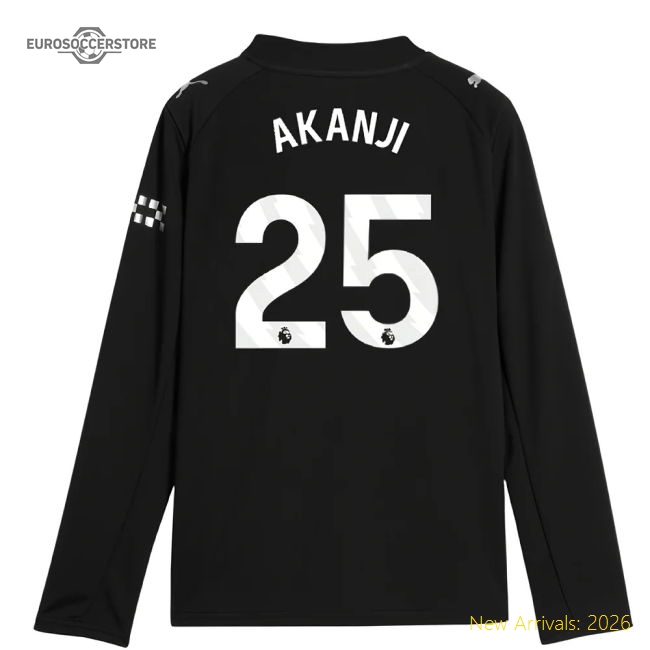 2025-2026 Man City Long Sleeve Away Shirt (Kids) (Akanji 25)-Vantage Point Soccer