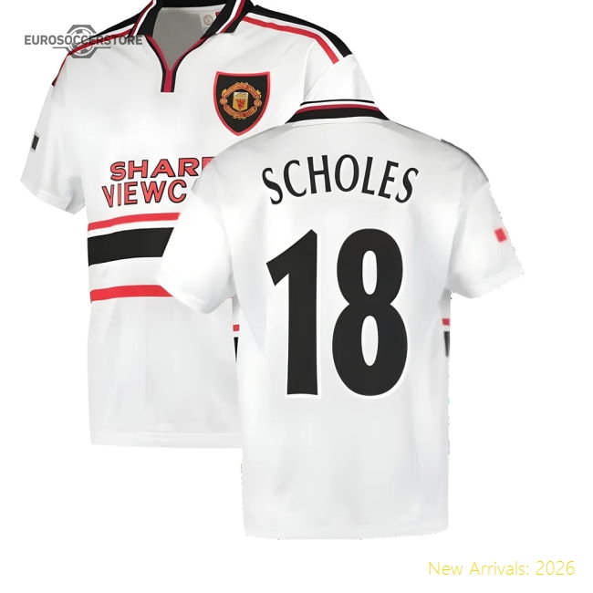 1999 Manchester United Away Football Shirt (SCHOLES 18)-Vantage Point Soccer