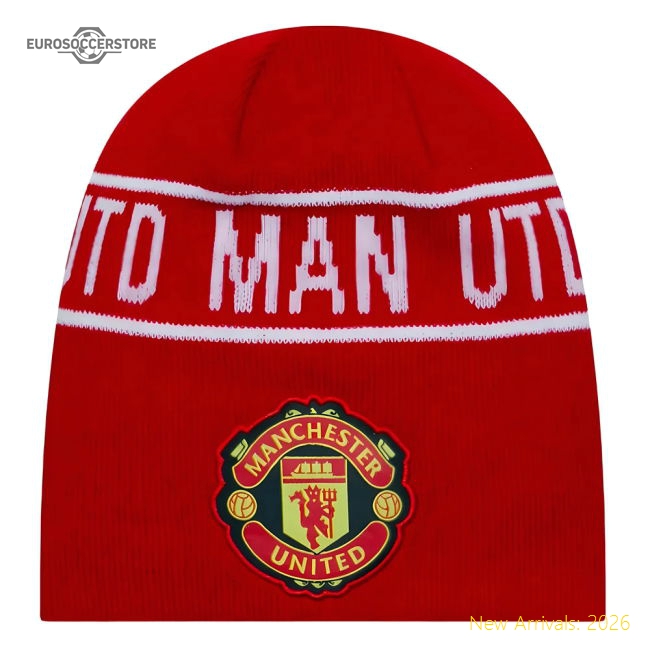 Man Utd Cuff Knit Hat Skull Beanie (Red)-Vantage Point Soccer