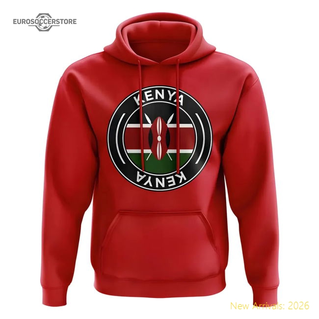 Kenya Football Badge Hoodie (Red)-Vantage Point Soccer
