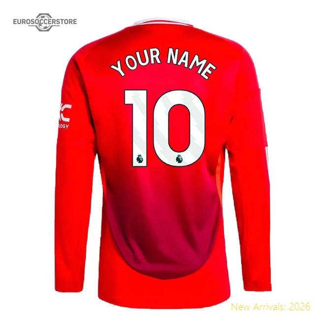 2024-2025 Man Utd Long Sleeve Home Shirt (Your Name)-Vantage Point Soccer