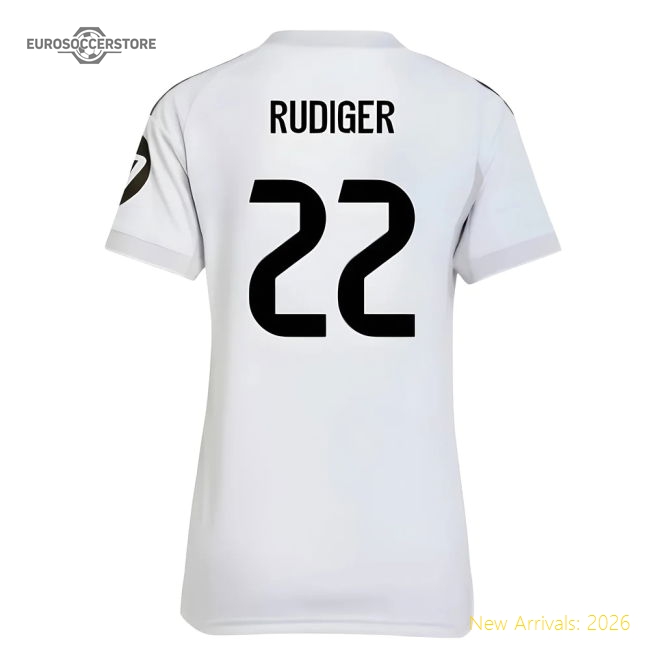 2025-2026 Real Madrid Home Shirt (Womens) (Rudiger 22)-Vantage Point Soccer