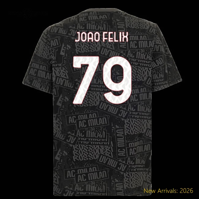 2025-2026 AC Milan ftblCulture Tee AOP (Black) (Joao Felix 79)-Vantage Point Soccer