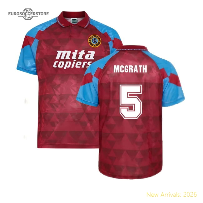 Score Draw Aston Villa 1990 Retro Football Shirt (McGrath 5)-Vantage Point Soccer