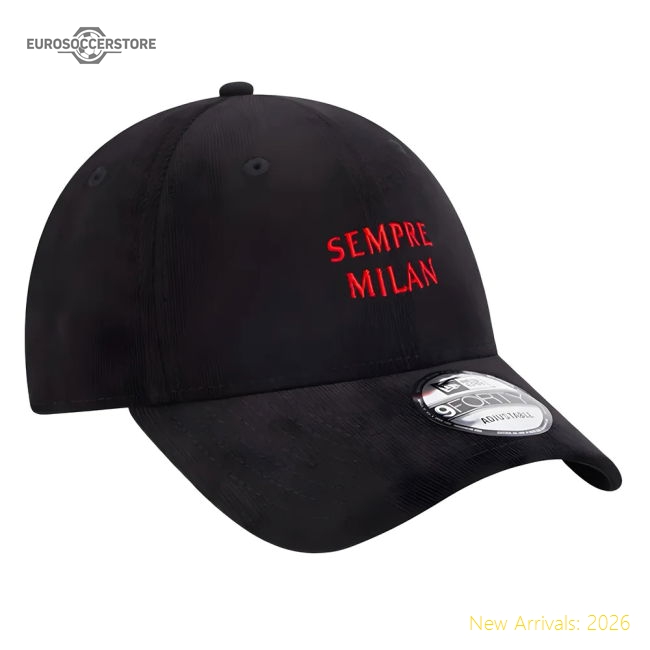 AC Milan Needle Cord Black 9FORTY Adjustable Cap-Vantage Point Soccer