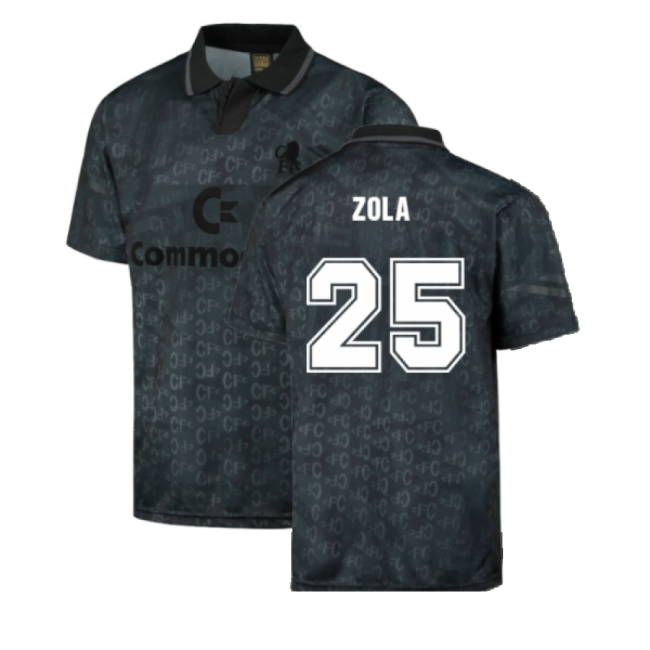 Chelsea 1992 Black Out Retro Football Shirt (Zola 25)-Vantage Point Soccer
