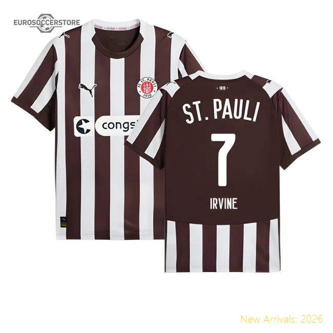2025-2026 St Pauli Home Shirt (Irvine 7)-Vantage Point Soccer