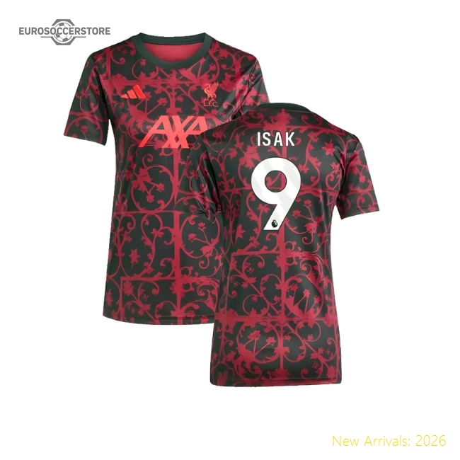 2025-2026 Liverpool Pre-Match Shirt (Black) - Womens (Isak 9)-Vantage Point Soccer