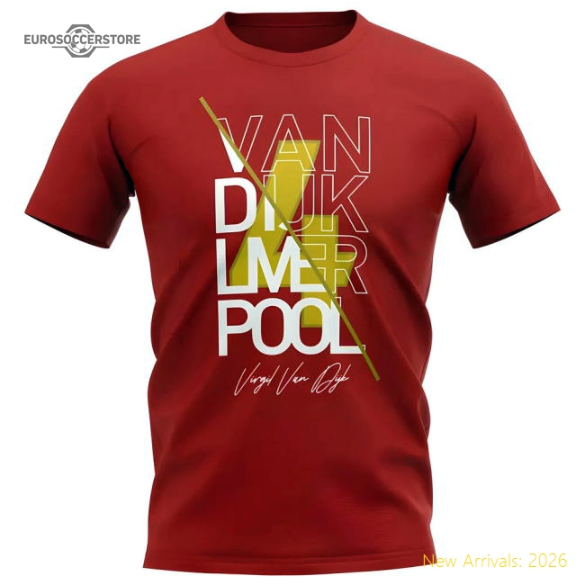 Virgil van Dijk Liverpool Graphic Signature T-Shirt (Red)-Vantage Point Soccer