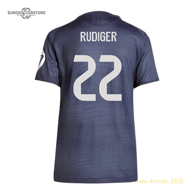 2025-2026 Real Madrid Authentic Away Shirt (Ladies) (Rudiger 22)-Vantage Point Soccer