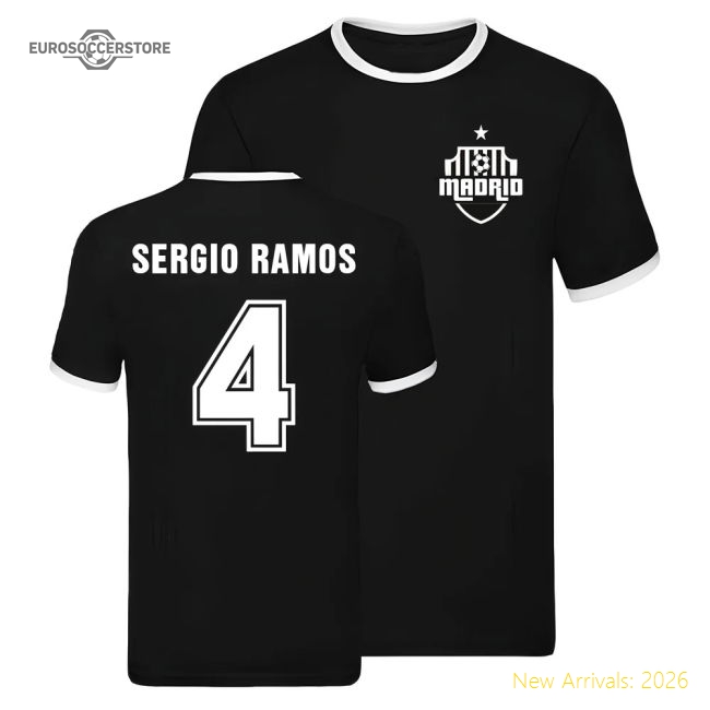 Real Madrid Ringer T-shirt (Sergio Ramos 4)-Vantage Point Soccer