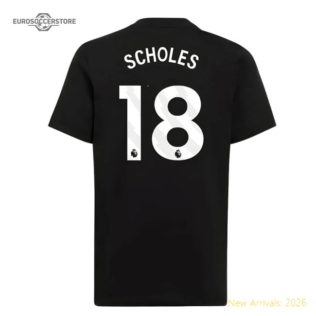 2025-2026 Man Utd EU Training Tee (Black) (Scholes 18)-Vantage Point Soccer