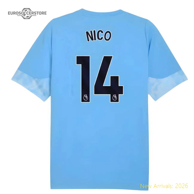2025-2026 Man City Training Jersey (Light Blue) - Kids (Nico 14)-Vantage Point Soccer