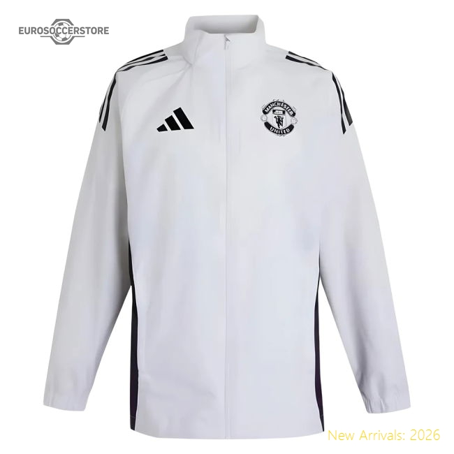2025-2026 Man Utd Allweather Jacket (White)-Vantage Point Soccer
