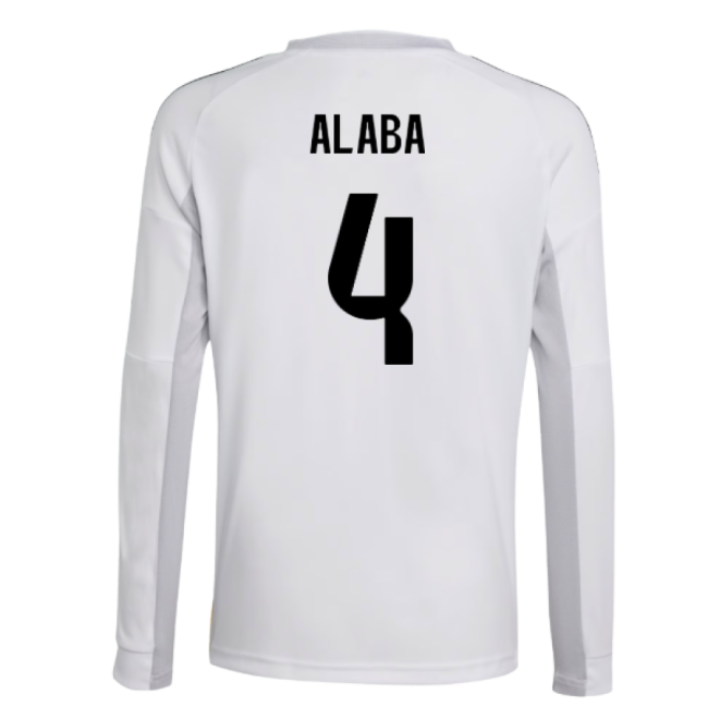2025-2026 Real Madrid Long Sleeve Home Shirt (Kids) (Alaba 4)-Vantage Point Soccer