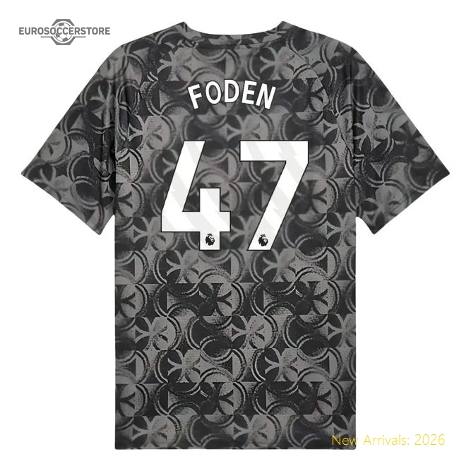2025-2026 Man City Warm Up Jersey (Black) (Foden 47)-Vantage Point Soccer