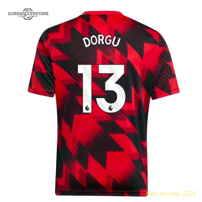 2025-2026 Man Utd Pre-Match Shirt (Red) - Kids (Dorgu 13)-Vantage Point Soccer