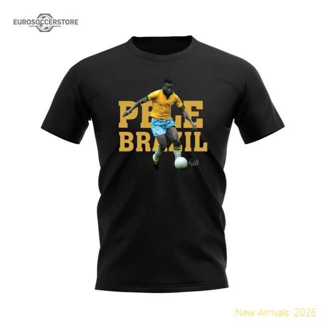 Pele Brazil Player Tee (Black)-Vantage Point Soccer