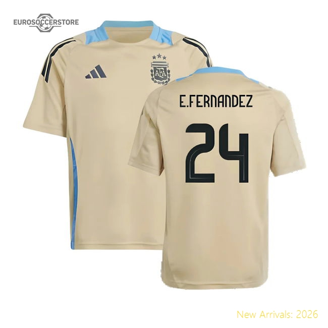 2024-2025 Argentina Training Jersey (Hazy Beige) - Kids (E.FERNANDEZ 24)-Vantage Point Soccer