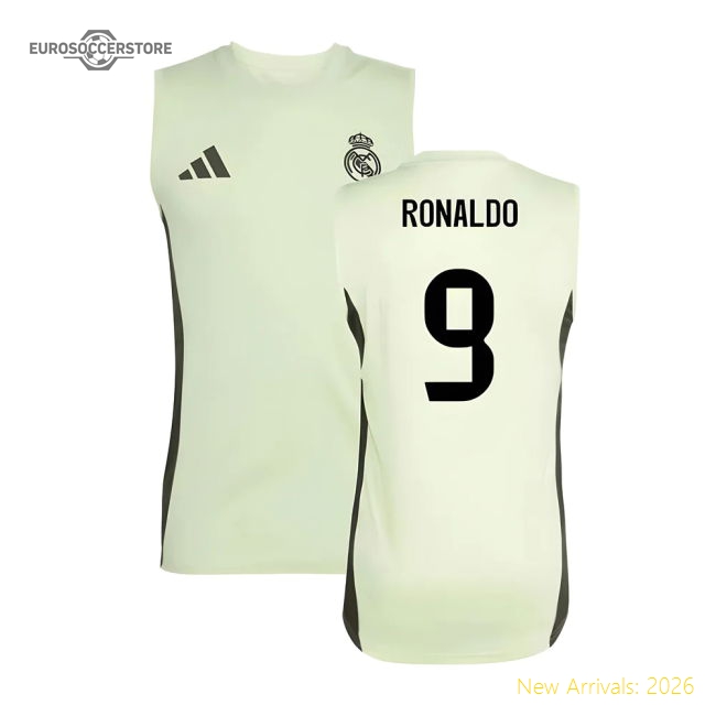 2025-2026 Real Madrid Sleeveless Training Jersey (Almost Lime) (Ronaldo 9)-Vantage Point Soccer