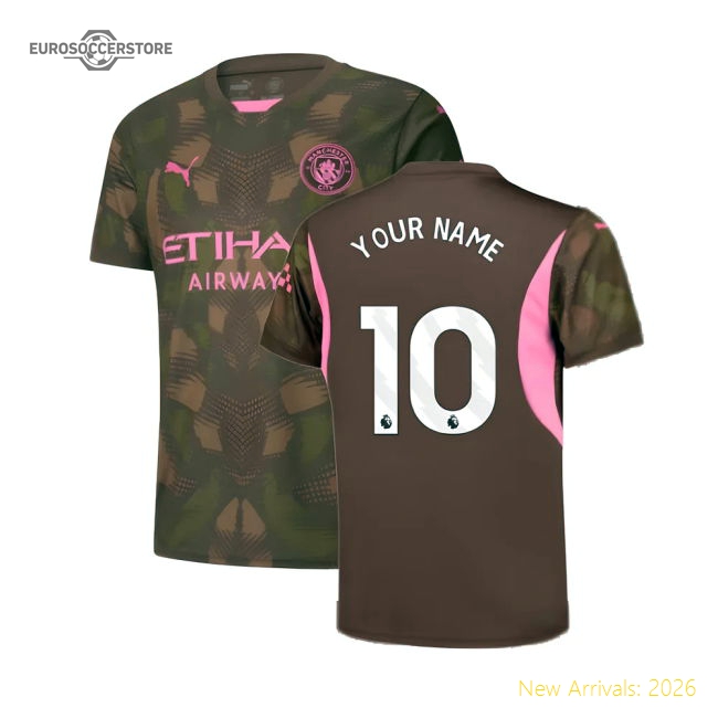 2024-2025 Man City Third Goalkeeper Shirt (Espresso Brown) - Kids (Your Name)-Vantage Point Soccer