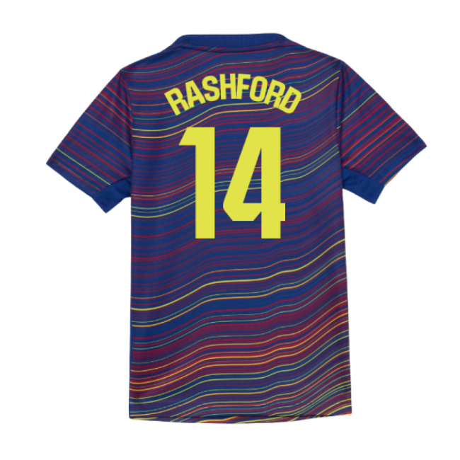 2025-2026 Barcelona Academy Pro Pre Match Shirt (Blue) - Kids (Rashford 14)-Vantage Point Soccer