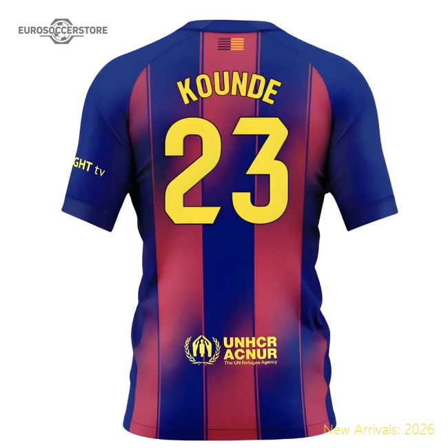 2025-2026 Barcelona Home Shirt (Kids) (Kounde 23)-Vantage Point Soccer