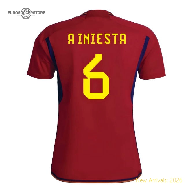 2022-2023 Spain Home Shirt (A INIESTA 6)-Vantage Point Soccer