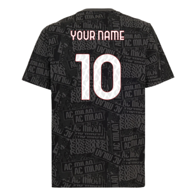 2025-2026 AC Milan ftblCulture Tee AOP (Black) (Your Name)-Vantage Point Soccer