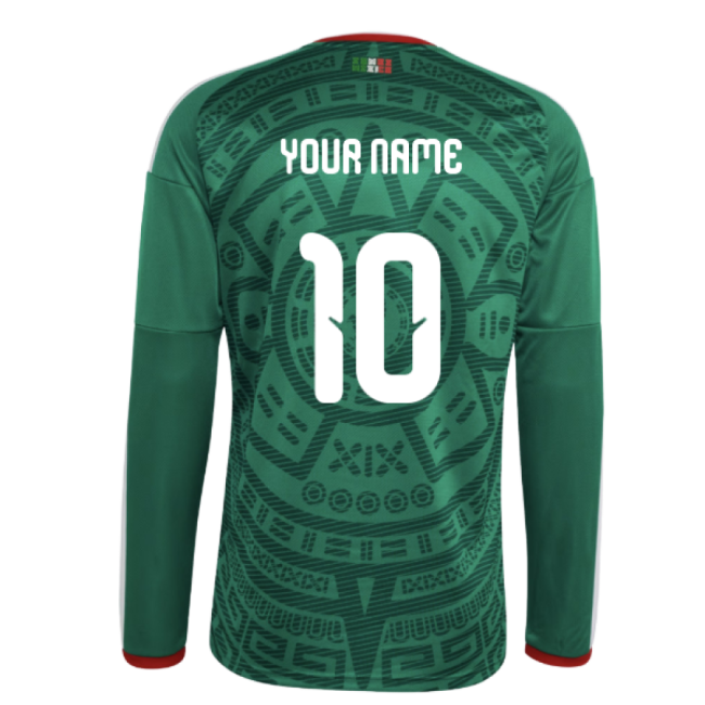2026-2027 Mexico Long Sleeve Home Shirt (Your Name)-Vantage Point Soccer