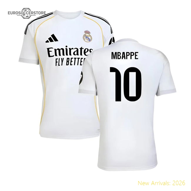 2025-2026 Real Madrid Home Shirt (Mbappe 10)-Vantage Point Soccer