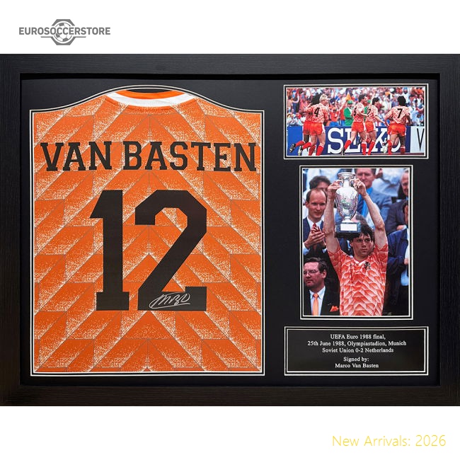 Netherlands Van Basten Retro Signed Shirt (Framed)-Vantage Point Soccer