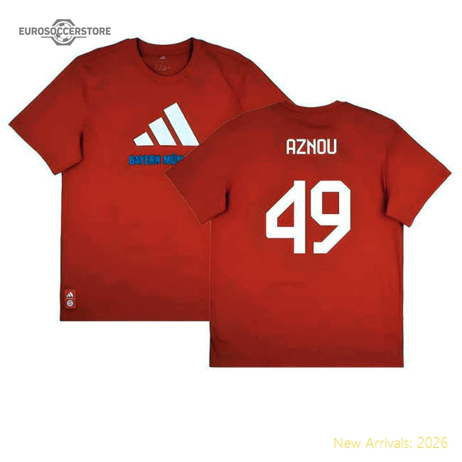 2025-2026 Bayern Munich Seasonal Graphic Tee (Red) (Aznou 49)-Vantage Point Soccer