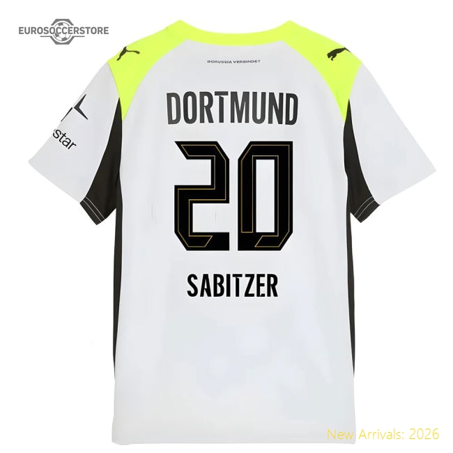 2025-2026 Borussia Dortmund Away Shirt (Kids) (Sabitzer 20)-Vantage Point Soccer