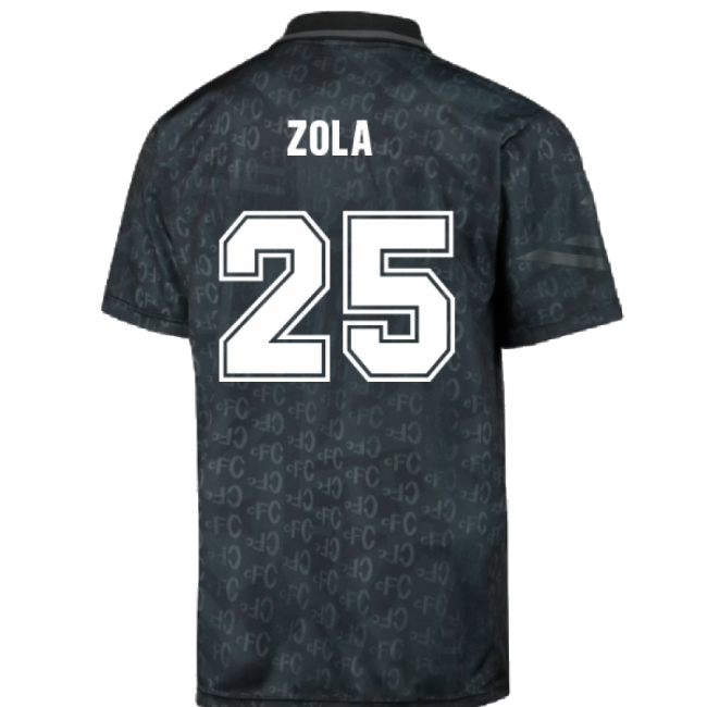 Chelsea 1992 Black Out Retro Football Shirt (Zola 25)-Vantage Point Soccer