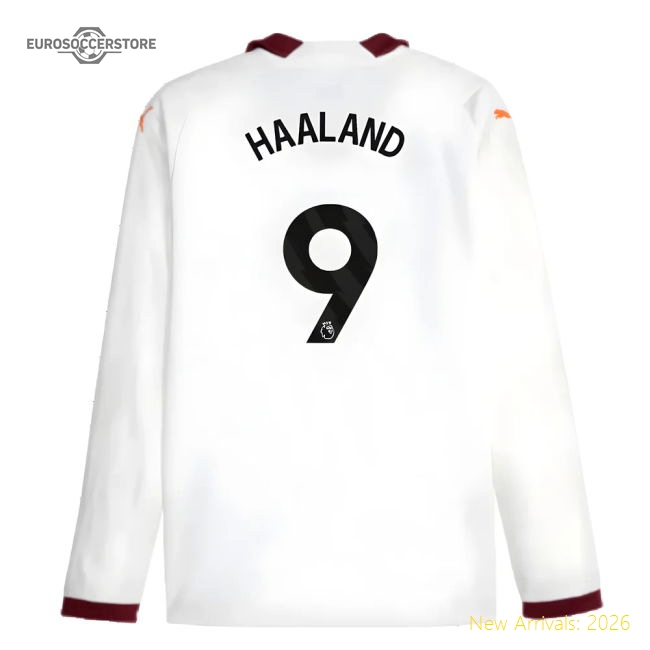 2023-2024 Man City Long Sleeve Away Shirt (HAALAND 9)-Vantage Point Soccer