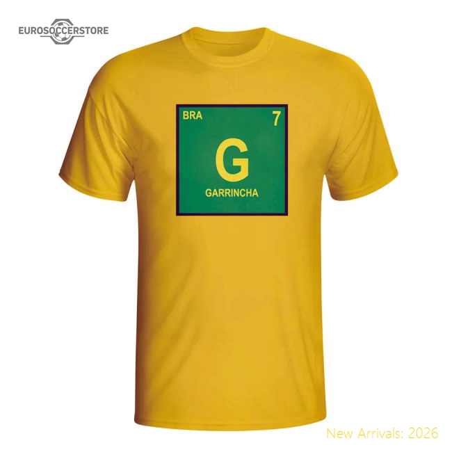 Garrincha Brazil Periodic Table T-shirt (yellow) - Kids-Vantage Point Soccer