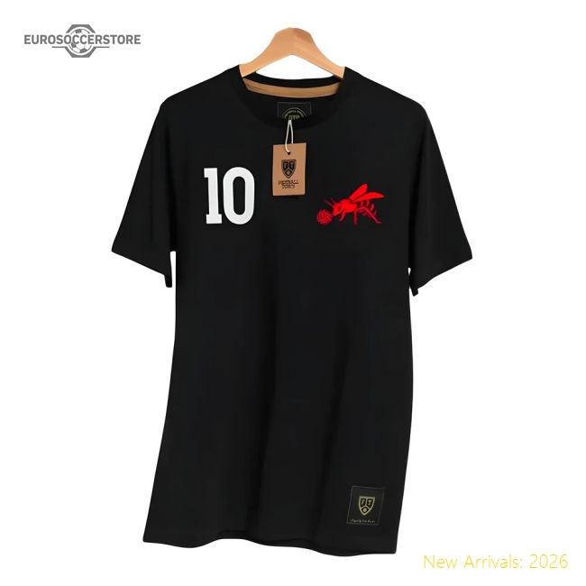 Brentford The Bee 10 Retro Football T-Shirt (Black)-Vantage Point Soccer