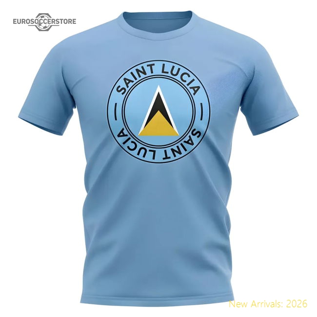 Saint Lucia Football Badge T-Shirt (Sky)-Vantage Point Soccer