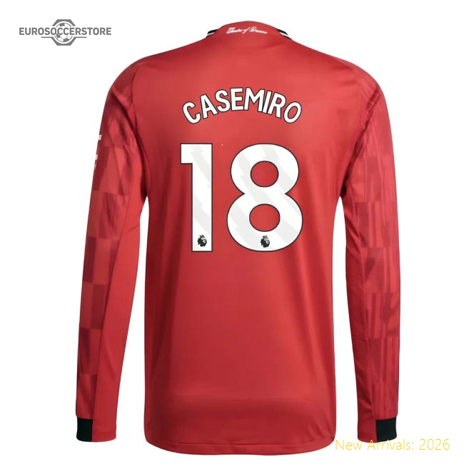2025-2026 Man Utd Authentic Long Sleeve Home Shirt (Casemiro 18)-Vantage Point Soccer