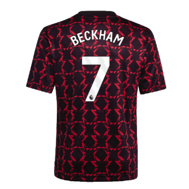 2024-2025 Man Utd Pre-Match Shirt (Black) - Kids (Beckham 7)-Vantage Point Soccer