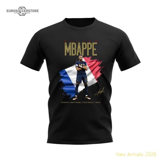 Kylian Mbappe France Celebration T-Shirt (Black)-Vantage Point Soccer